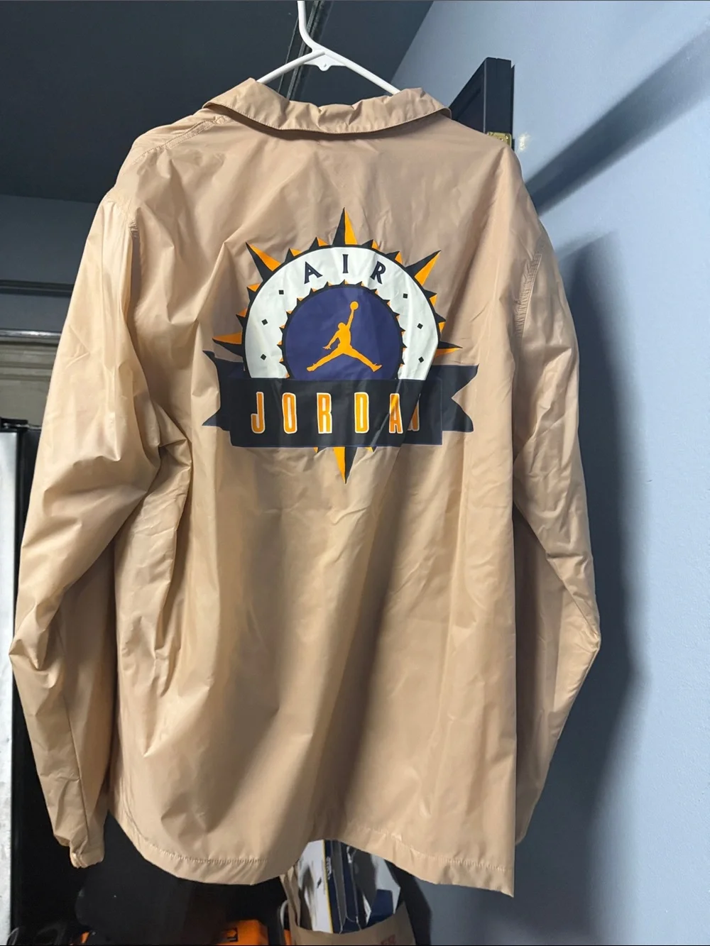 Jordan Men's Tan Windbreaker Jacket with White Jumpman